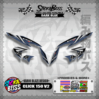 CLICK 150 V2 DECALS ( VARIO BLAZE DESIGN )【WITH FREEBIES】