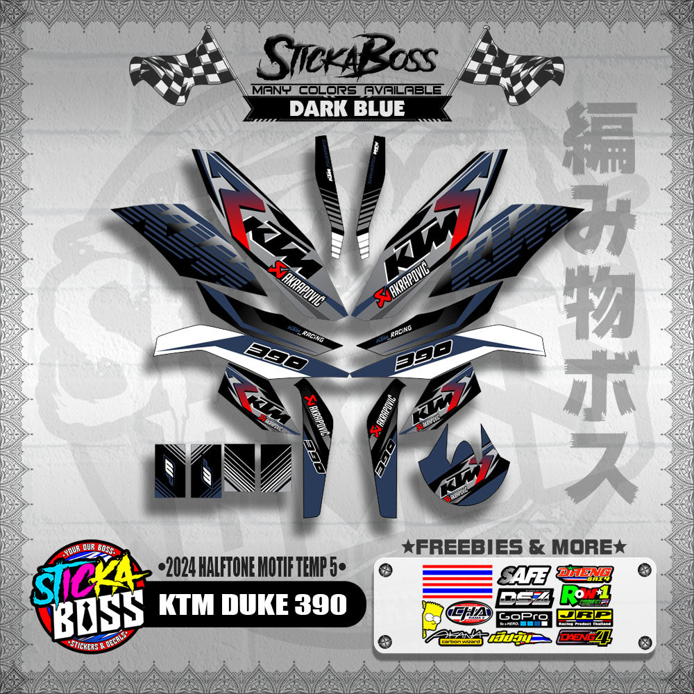 KTM DUKE 390 STICKER DECALS ( 2024 HALFTONE MOTIF TEMP 5 )【WITH FREEBIES】