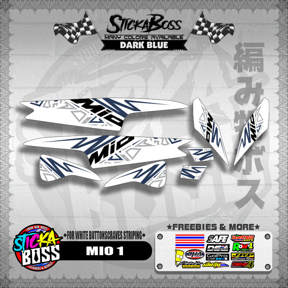 MIO 1 DECALS ( FOR WHITE BUTTONSCRAVES STRIPING )【WITH FREEBIES】