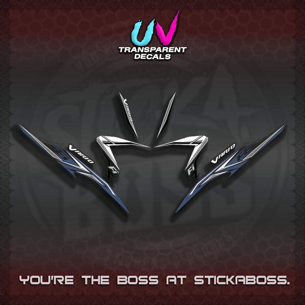 【PREMIUM UV PRINT】TRANSPARENT CLICK V2  VARIO DECALS(2026 CUSTOM 001 DESIGN)By STICKABOSS