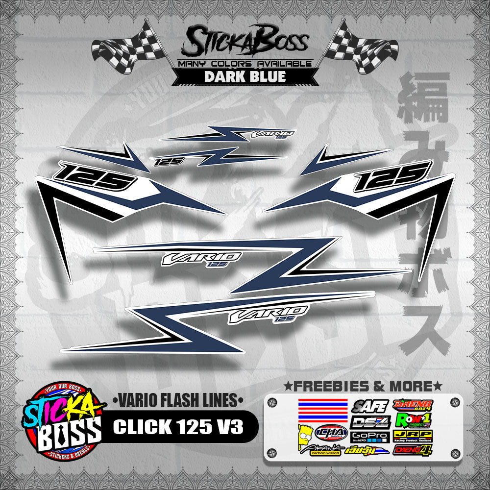 CLICK 125 V3 DECALS ( VARIO FLASH LINES )【WITH FREEBIES】