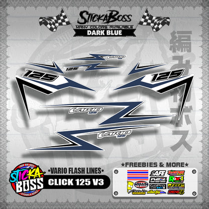 CLICK 125 V3 DECALS ( VARIO FLASH LINES )【WITH FREEBIES】
