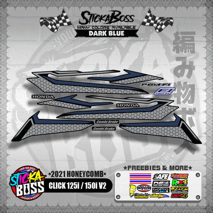 CLICK 125i / 150i V2 DECALS ( 2021 HONEYCOMB )【WITH FREEBIES】