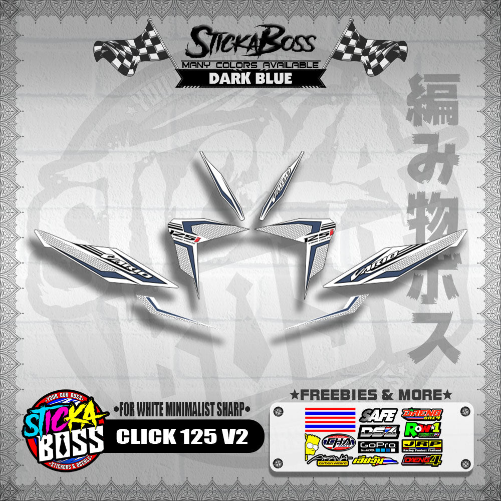 CLICK 125 V2 DECALS ( FOR WHITE MINIMALIST SHARP )【WITH FREEBIES】