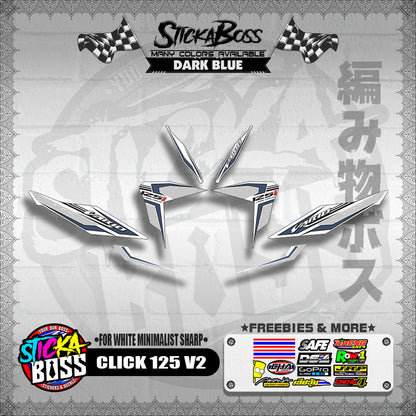 CLICK 125 V2 DECALS ( FOR WHITE MINIMALIST SHARP )【WITH FREEBIES】