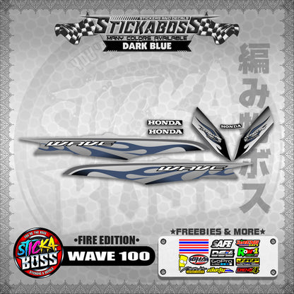 WAVE 100 STICKER DECALS ( FIRE EDITION )【WITH FREEBIES】
