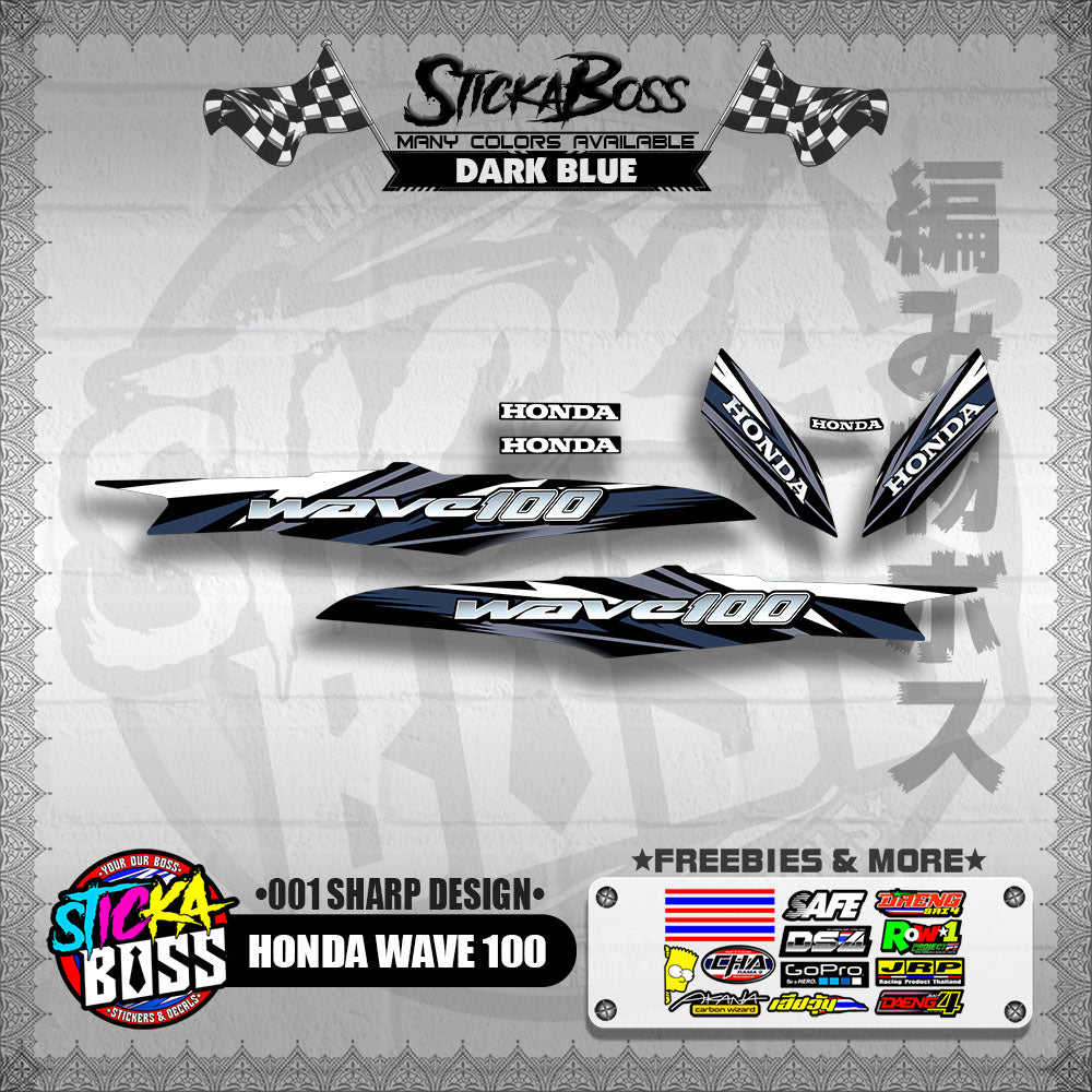 HONDA WAVE 100 DECALS ( 001 SHARP DESIGN )【WITH FREEBIES】