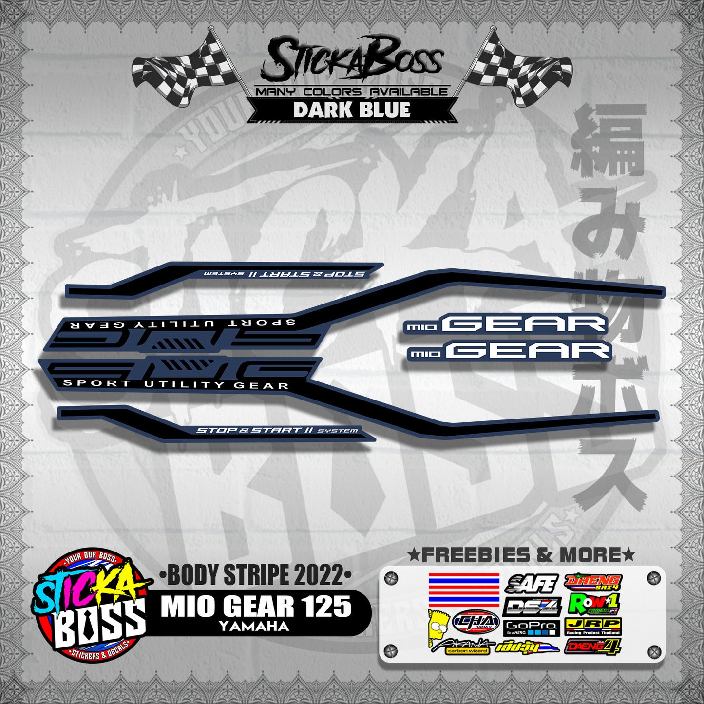 MIO GEAR 125 DECALS ( BODY STRIPE 2022 )【WITH FREEBIES】