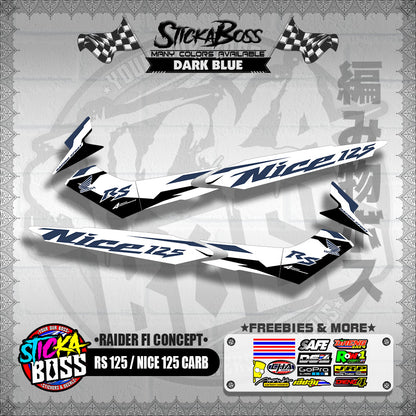 RS 125 / NICE 125 CARB DECALS ( RAIDER FI CONCEPT )【WITH FREEBIES】