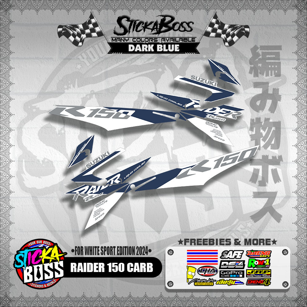RAIDER 150 CARB DECALS ( FOR WHITE SPORT EDITION 2024 )【WITH FREEBIES】