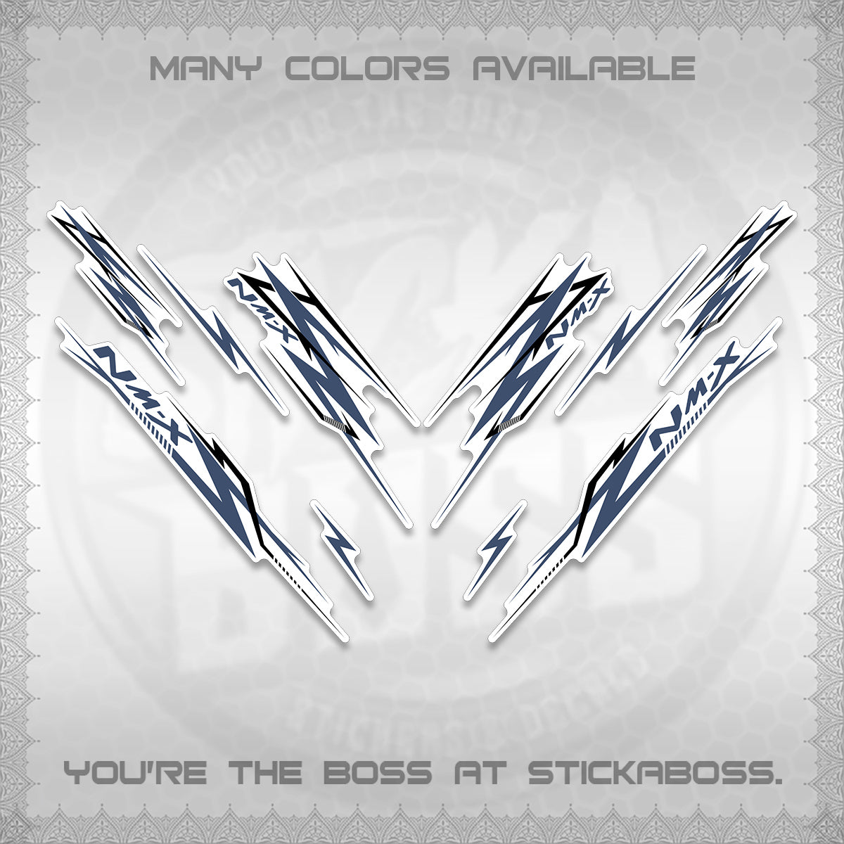 NMAX V2 FOR WHITE DECALS (2024 NM A8 STYLE) STICKER DECALS By STICKABOSS