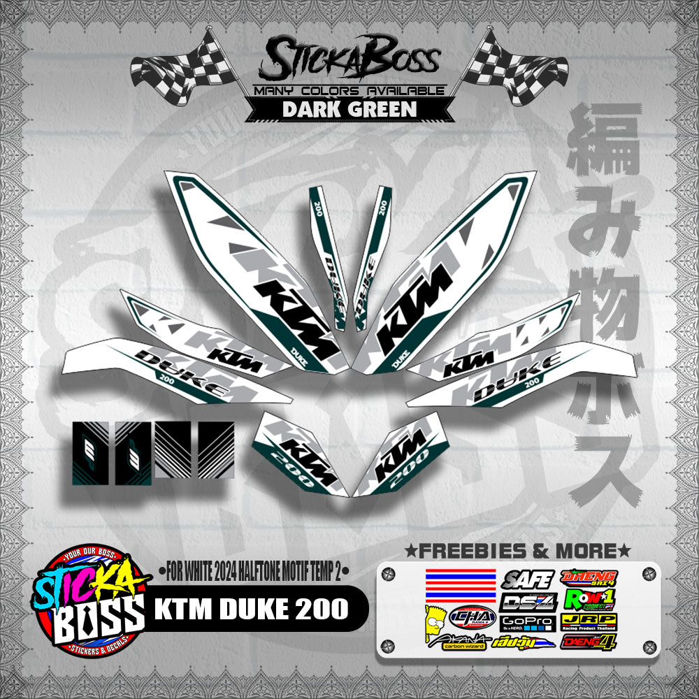 KTM DUKE 200 STICKER DECALS ( FOR WHITE 2024 HALFTONE MOTIF TEMP 2 )【WITH FREEBIES】