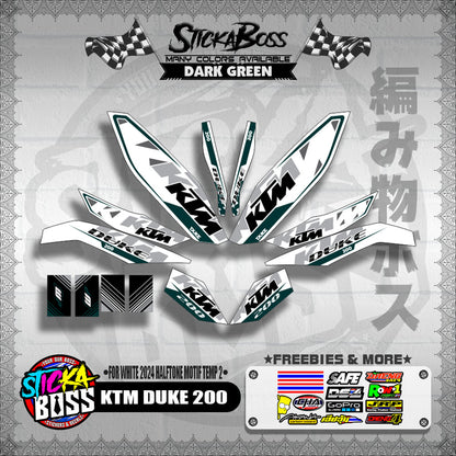KTM DUKE 200 STICKER DECALS ( FOR WHITE 2024 HALFTONE MOTIF TEMP 2 )【WITH FREEBIES】