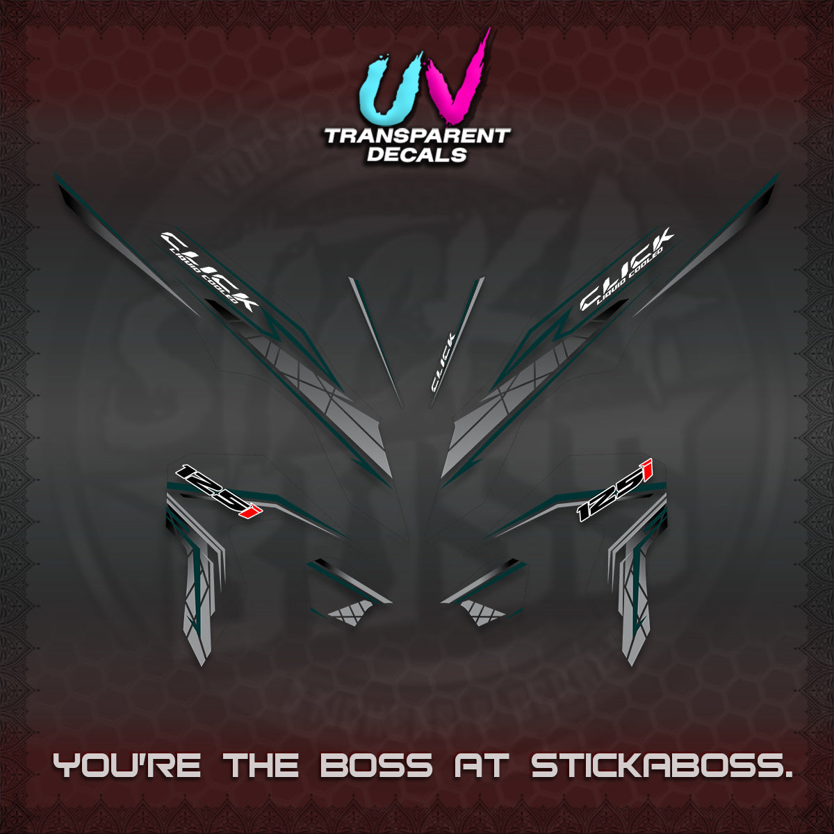 CLICK 125 V3 UV TRANSPARENT DECALS (2023 SIMPLE STRIPE DESIGN) STICKER DECALS By STICKABOSS