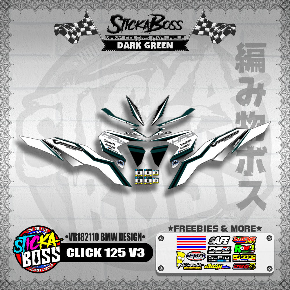 CLICK 125 V3 DECALS ( VR182110 BMW DESIGN )【WITH FREEBIES】