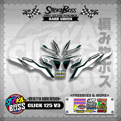 CLICK 125 V3 DECALS ( VR182110 BMW DESIGN )【WITH FREEBIES】