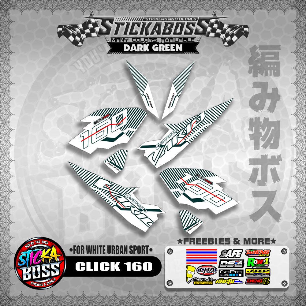 CLICK 160 STICKER DECALS ( FOR WHITE URBAN SPORT )【WITH FREEBIES】