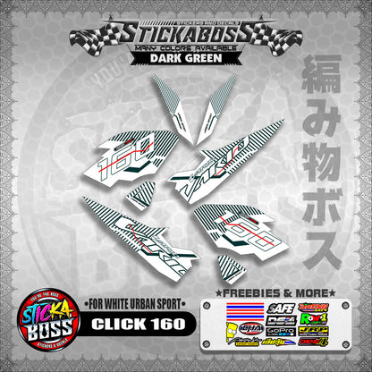 CLICK 160 STICKER DECALS ( FOR WHITE URBAN SPORT )【WITH FREEBIES】
