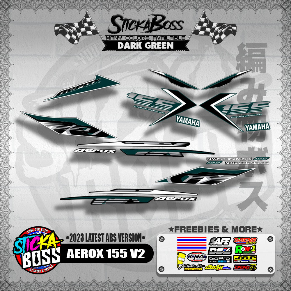 AEROX 155 V2 DECALS ( 2023 LATEST ABS VERSION ) [ PREMIUM GLOSSY LAMINATED ]【WITH FREEBIES】
