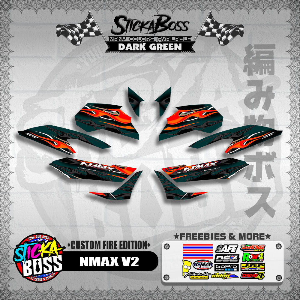 NMAX V2 DECALS ( CUSTOM FIRE EDITION )【WITH FREEBIES】