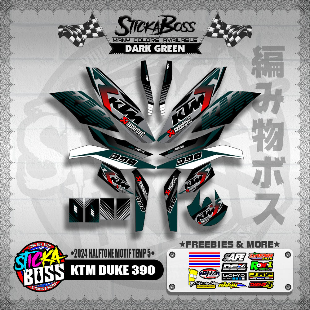 KTM DUKE 390 STICKER DECALS ( 2024 HALFTONE MOTIF TEMP 5 )【WITH FREEBIES】