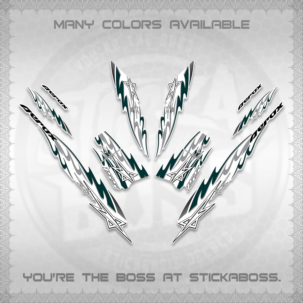 AEROX V2 INDO FOR WHITE DECALS (2026 STAR 0001 MOTIF) STICKER KITS By STICKABOSS