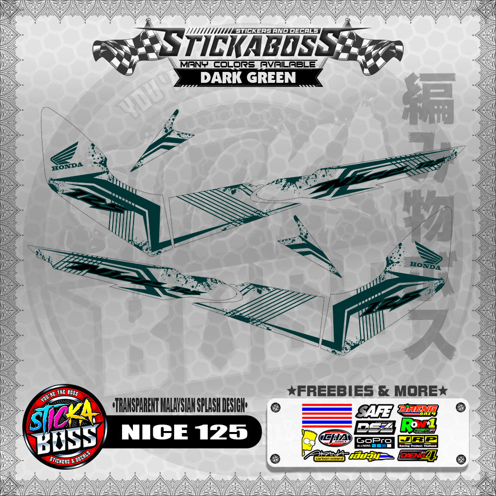 【PREMIUM UV PRINT】TRANSPARENT NICE 125 STICKER DECALS ( MALAYSIAN SPLASH DESIGN )【WITH FREEBIES】