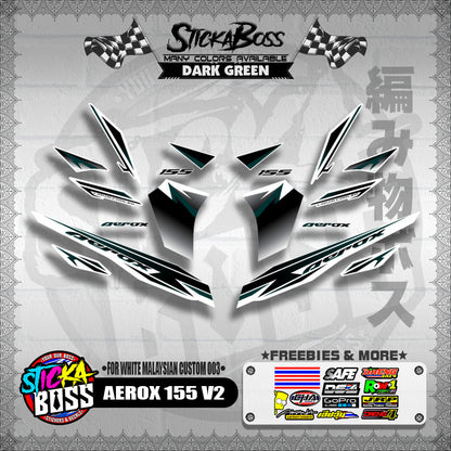 AEROX 155 V2 DECALS ( FOR WHITE MALAYSIAN CUSTOM 003 )【WITH FREEBIES】
