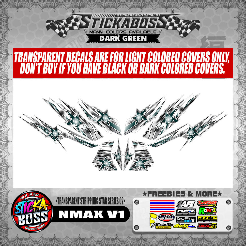NMAX V1 STICKER DECALS ( TRANSPARENT STRIPPIING STAR SERIES 02 )【WITH FREEBIES】