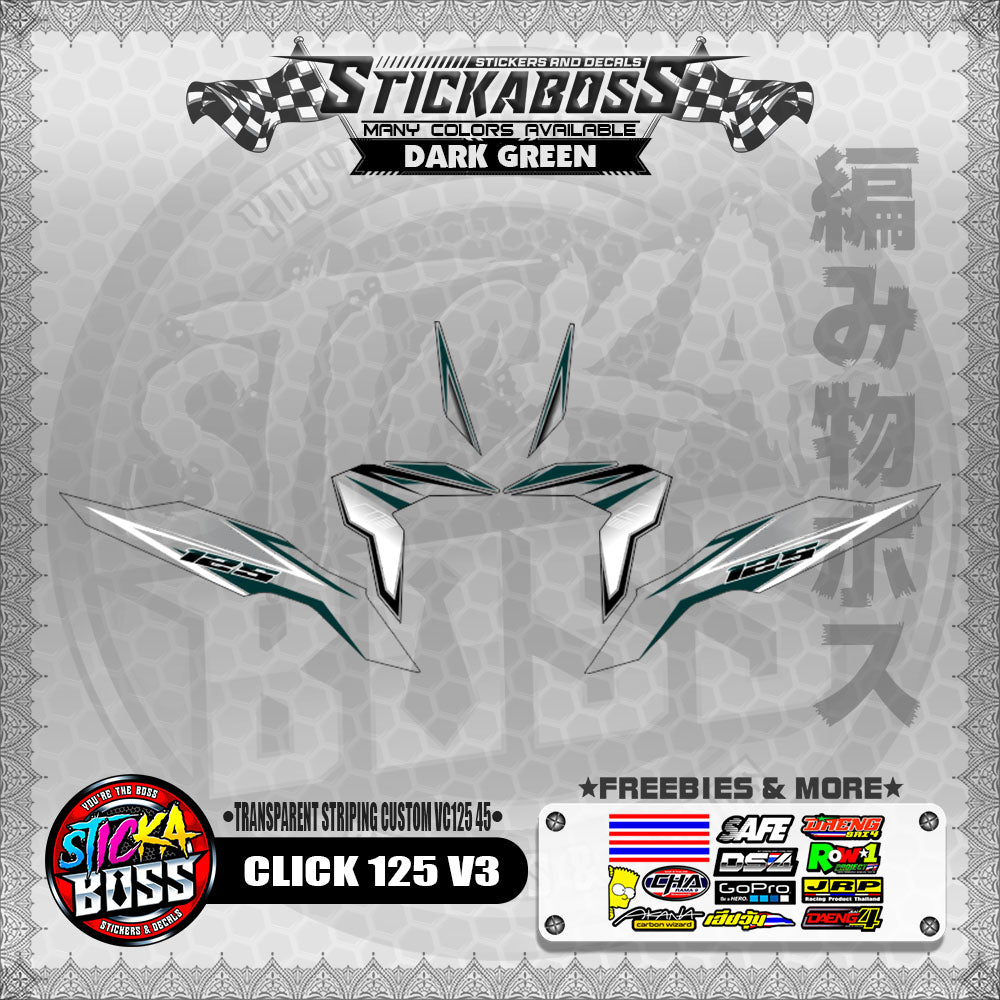 【PREMIUM UV PRINT】TRANSPARENT CLICK 125 V3 DECALS ( STRIPING CUSTOM VC125 45 )【WITH FREEBIES】