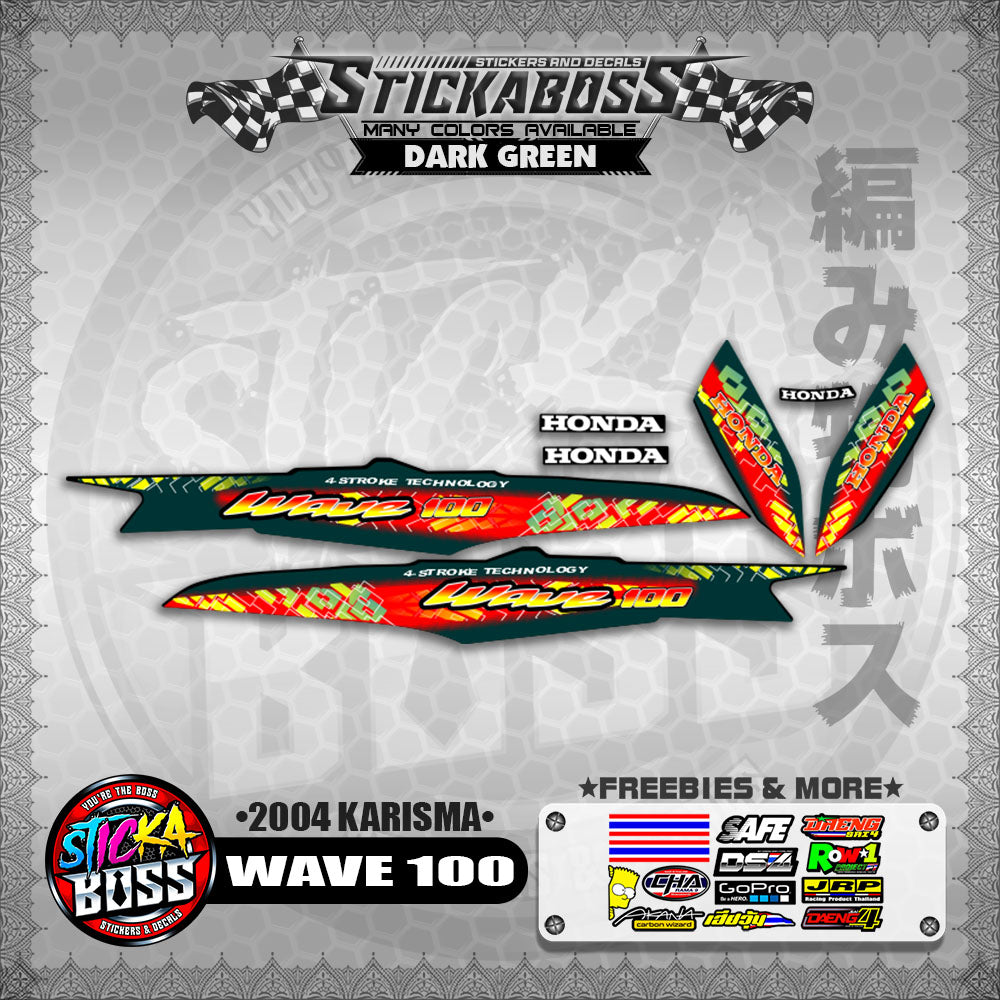 WAVE 100 STICKER DECALS ( 2004 KARISMA )【WITH FREEBIES】
