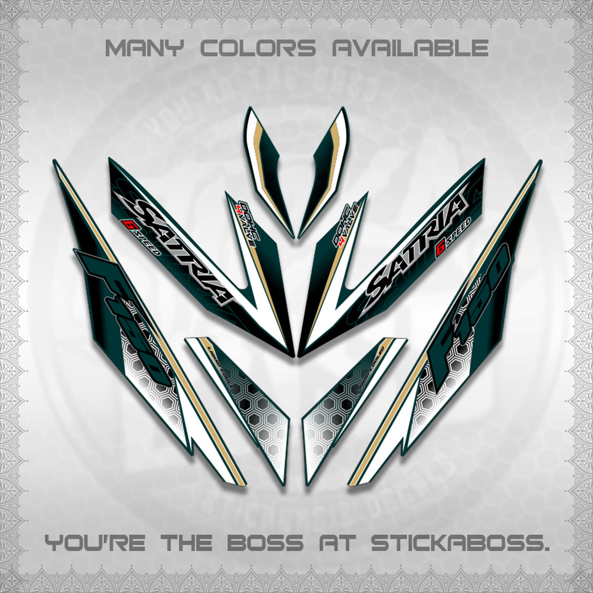 RAIDER 150 Fi SATRIA DECALS (NEW DESIGN 11 11)STICKER DECALS By STICKABOSS