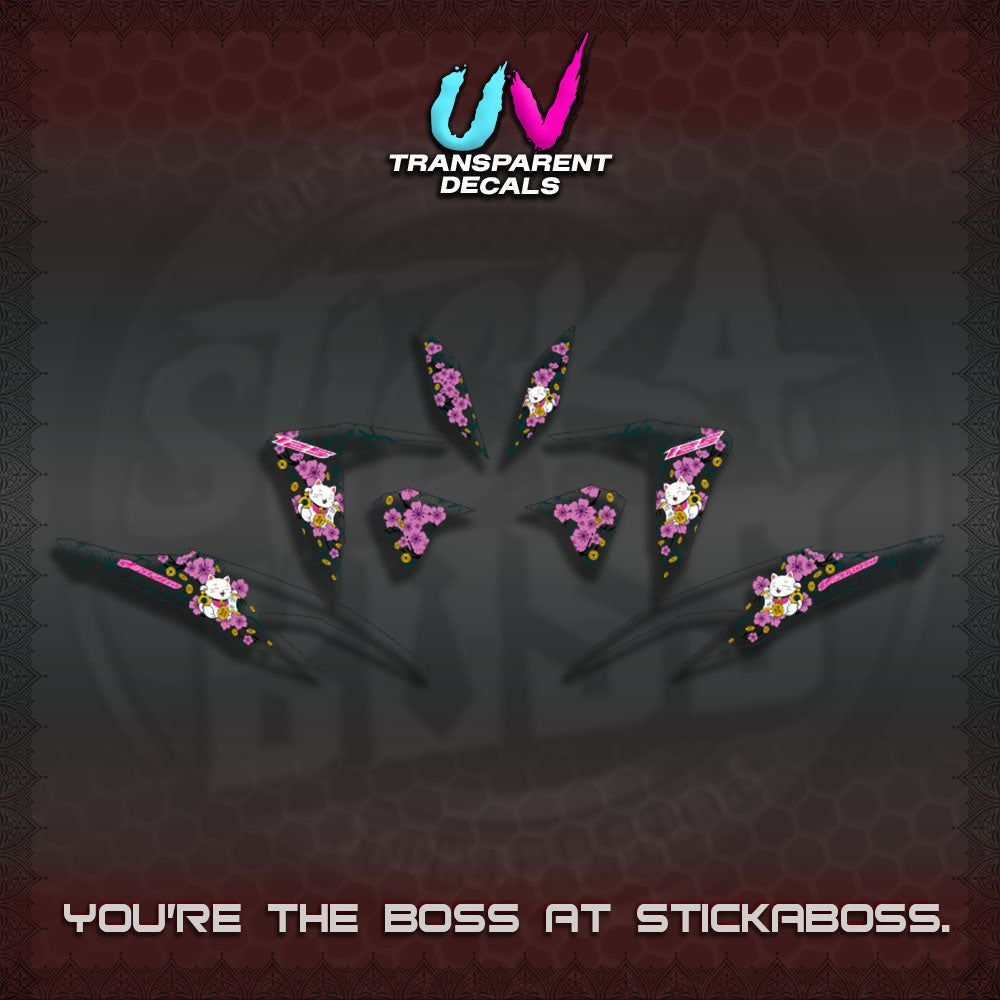 【PREMIUM UV PRINT】TRANSPARENT  CLICK 125 V2 DECALS (LUCKY CAT SAKURA STRIPING)By STICKABOSS