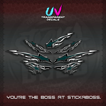 AEROX  V3 INDO UV TRANSPARENT DECALS(0005 RISING STAR)STICKER DECALS By STICKABOSS