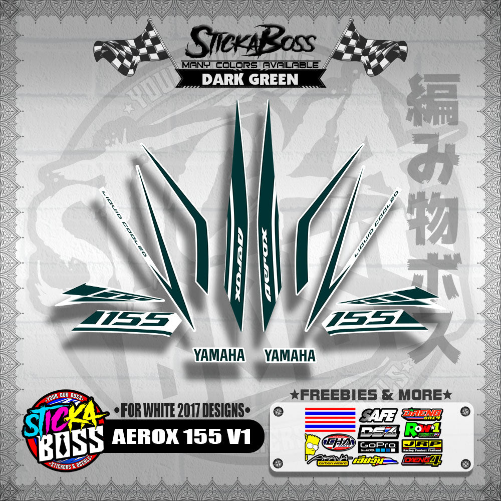 AEROX 155 V1 STOCK DECALS ( FOR WHITE 2017 DESIGNS ) 【WITH FREEBIES】