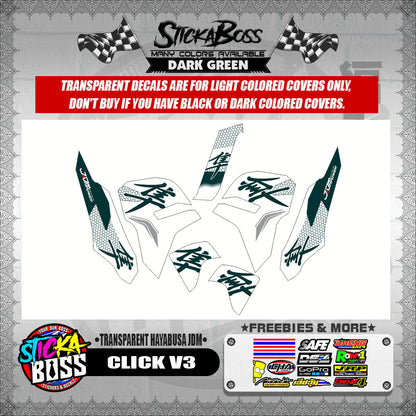 CLICK V3 DECALS ( TRANSPARENT HAYABUSA JDM )【WITH FREEBIES】