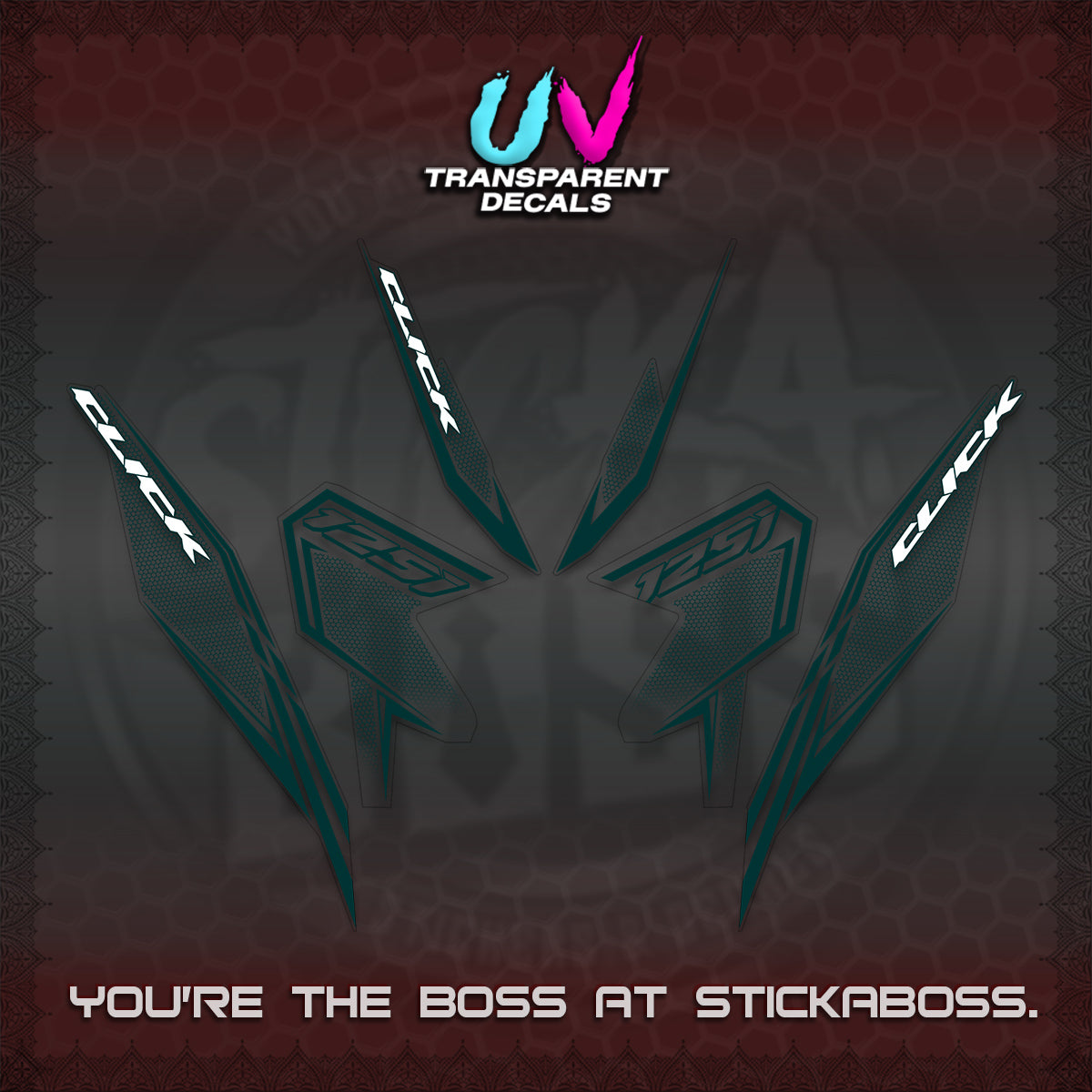 CLICK 125 V3 UV TRANSPARENT DECALS (2026 LINE UP DESIGN) STICKER KITS By STICKABOSS