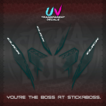 CLICK 125 V3 UV TRANSPARENT DECALS (2026 LINE UP DESIGN) STICKER KITS By STICKABOSS
