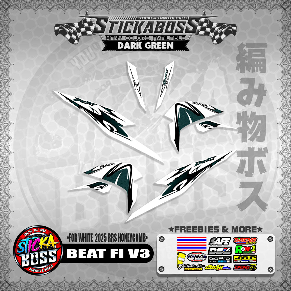 BEAT FI V3 INDO STICKER DECALS ( FOR WHITE  2025 RRS HONEYCOMB )【WITH FREEBIES】