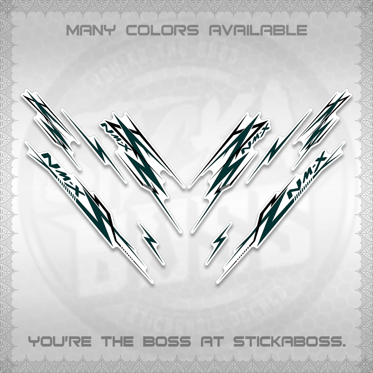 NMAX V2 FOR WHITE DECALS (2024 NM A8 STYLE) STICKER DECALS By STICKABOSS