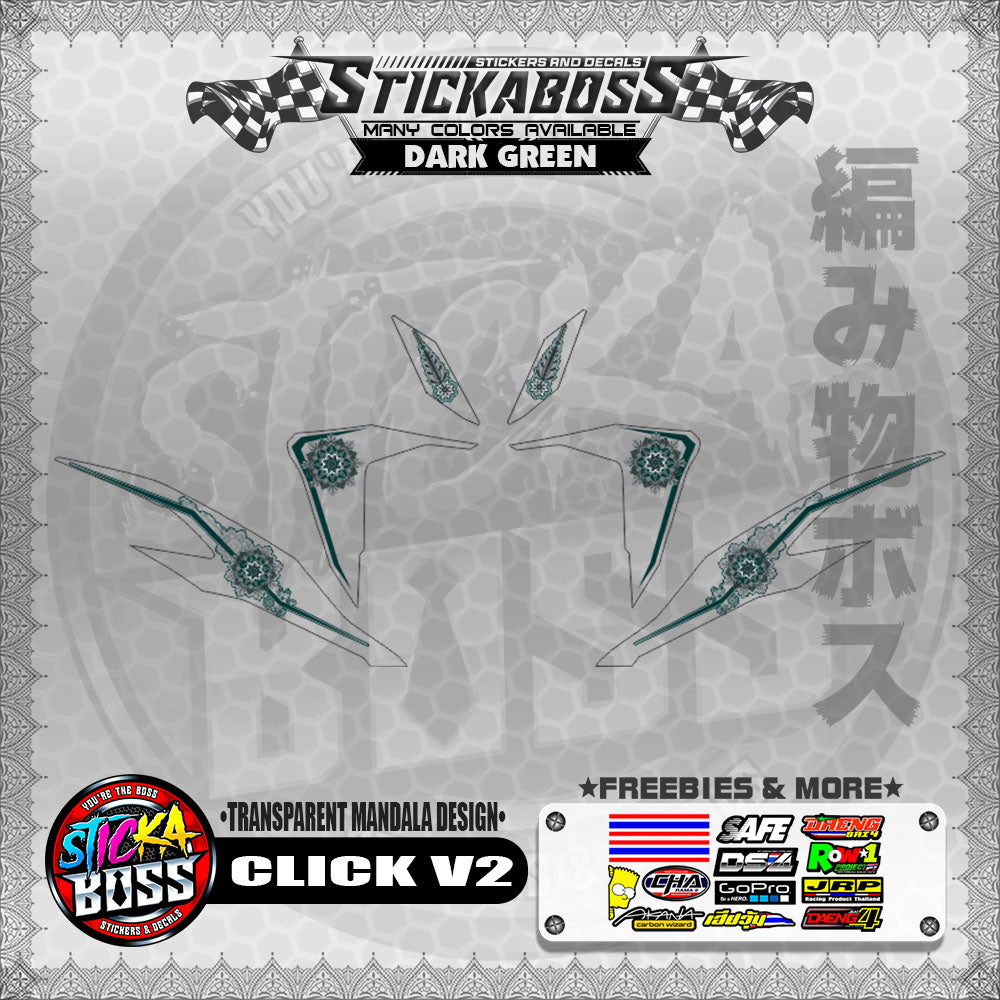 【PREMIUM UV PRINT】TRANSPARENT CLICK V2 DECALS ( MANDALA DESIGN )【WITH FREEBIES】