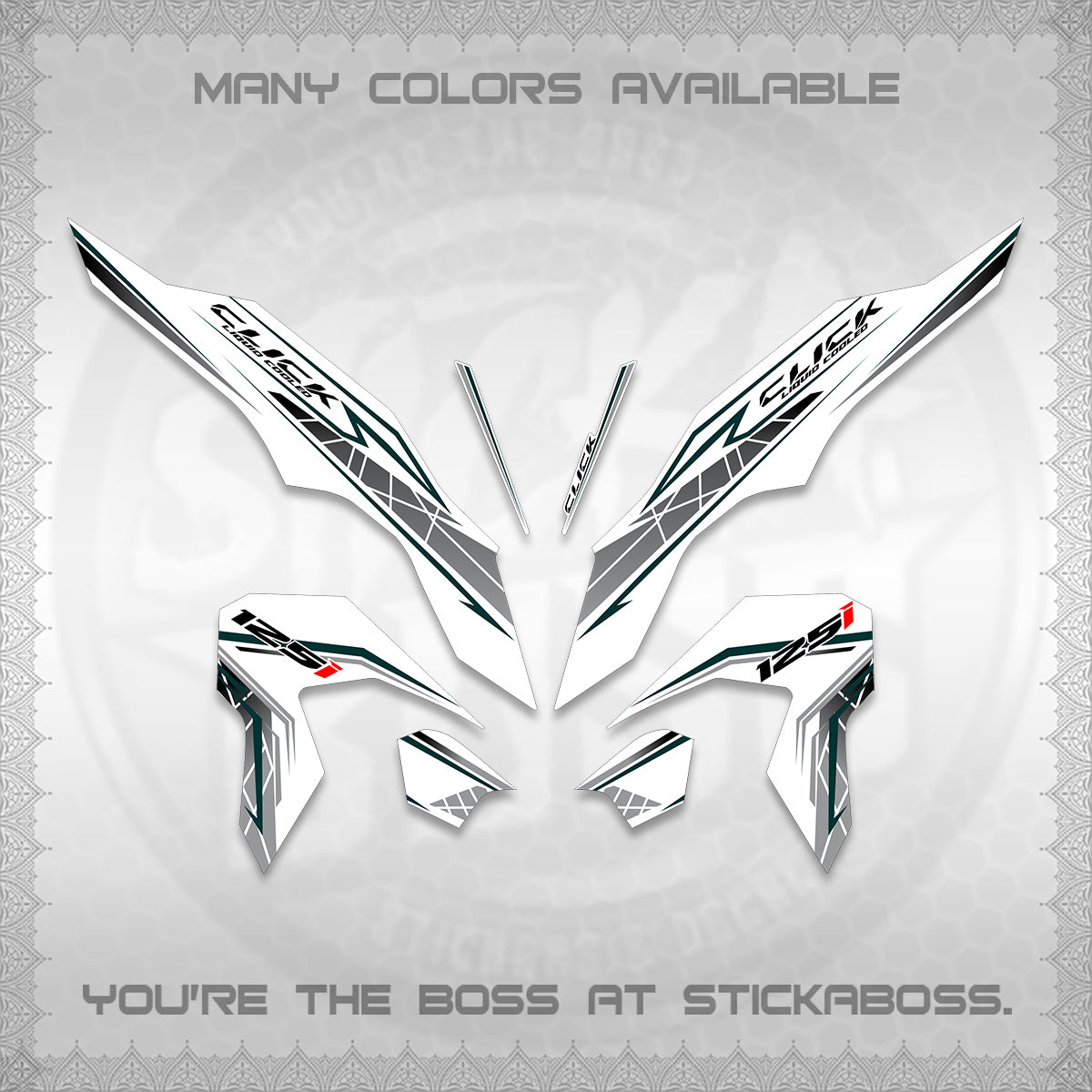 CLICK 125 V3 FOR WHITE DECALS (2023 SIMPLE STRIPE DESIGN) STICKER DECALS By STICKABOSS