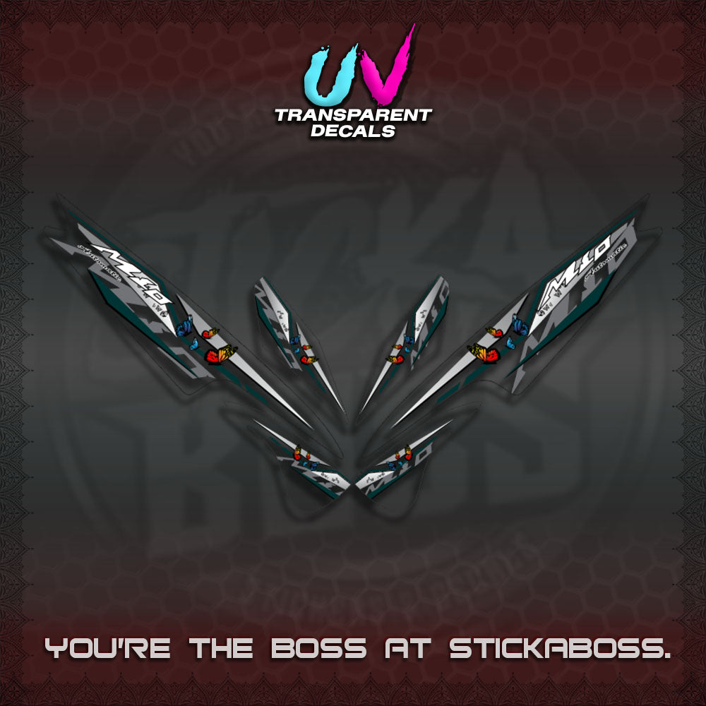 【PREMIUM UV PRINT】TRANSPARENT  MIO SPORTY/SMILE DECALS (BUTERFLY V6 DESIGN)By STICKABOSS
