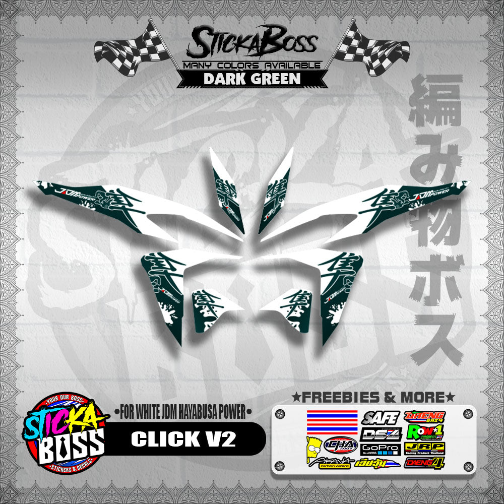CLICK V2 DECALS ( FOR WHITE JDM HAYABUSA POWER ) [ PREMIUM GLOSSY LAMINATED ]【WITH FREEBIES】