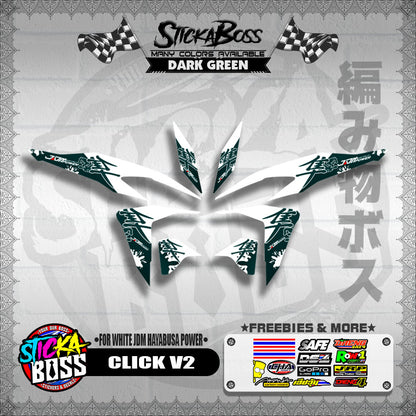 CLICK V2 DECALS ( FOR WHITE JDM HAYABUSA POWER ) [ PREMIUM GLOSSY LAMINATED ]【WITH FREEBIES】