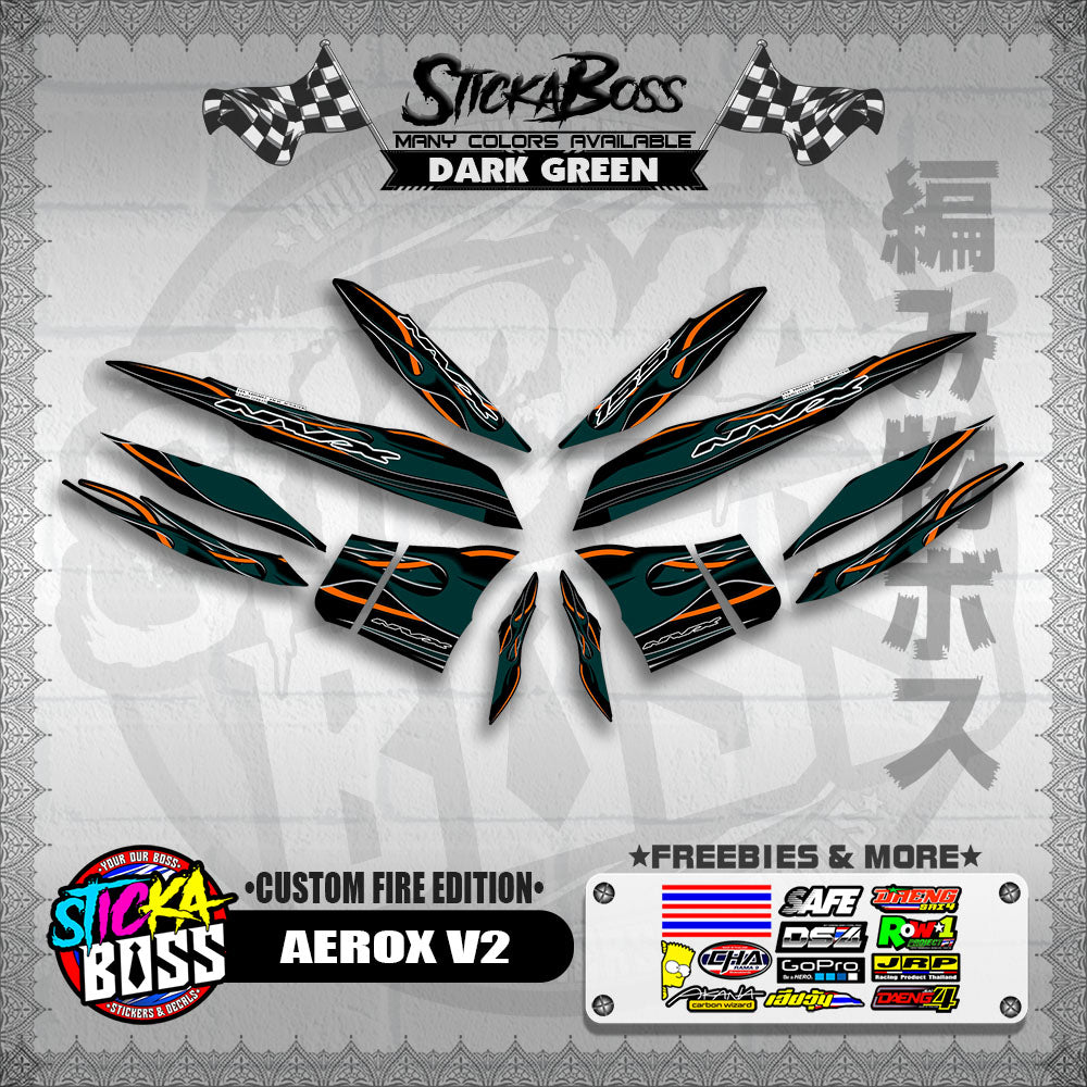 AEROX V2 DECALS ( CUSTOM FIRE EDITION )【WITH FREEBIES】