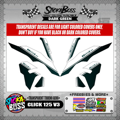 CLICK 125 V3 DECALS ( TRANSPARENT TRUENO AE86 )【WITH FREEBIES】