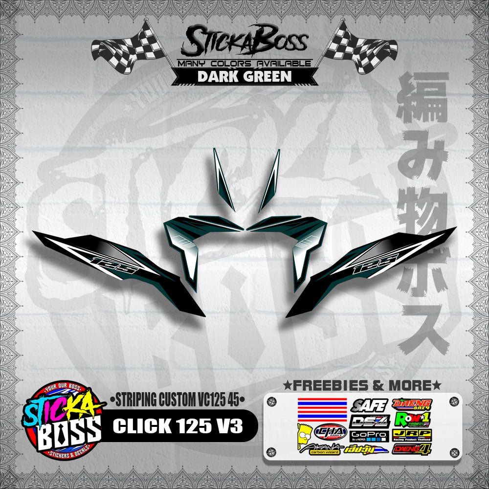 CLICK 125 V3 DECALS ( STRIPING CUSTOM VC125 45 )【WITH FREEBIES】