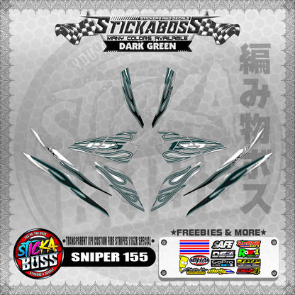 [ PREMIUM UV PRINT ] TRANSPARENT SNIPER 155 STICKER DECALS ( API CUSTOM FIRE STRIPES Y16ZR SPECIAL )