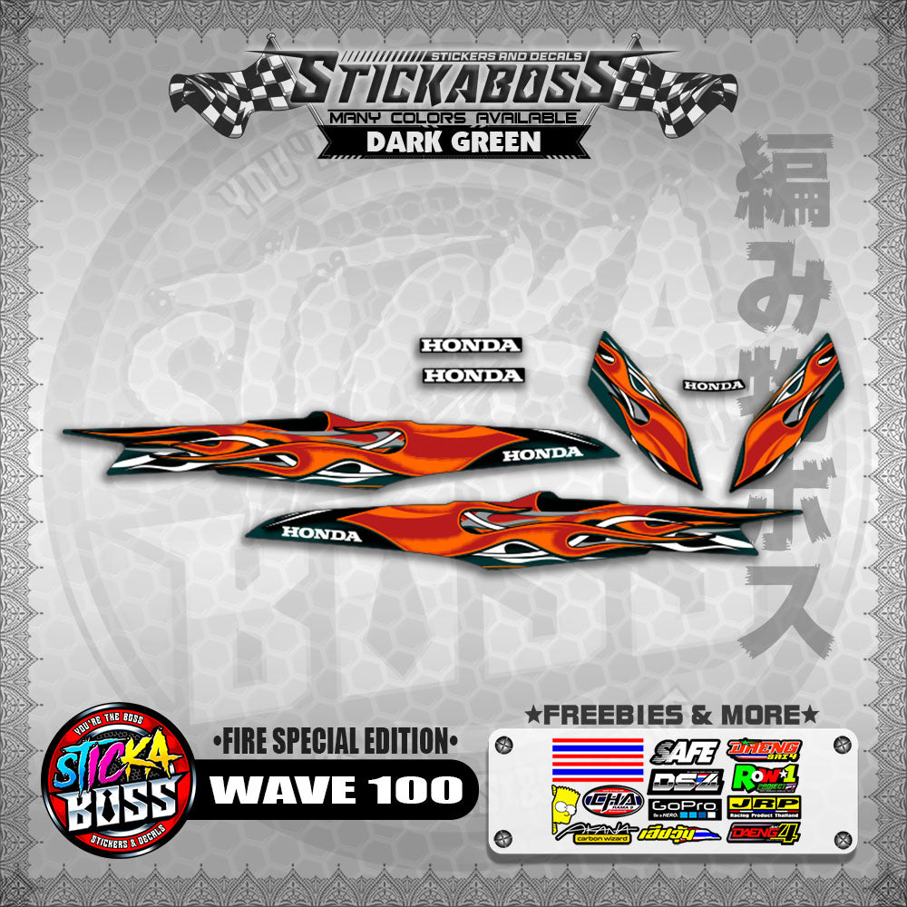 WAVE 100 STICKER DECALS ( FIRE SPECIAL EDITION )【WITH FREEBIES】